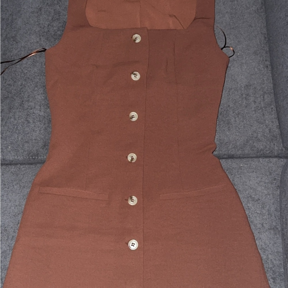 Elegant Brown Button-Down Dress